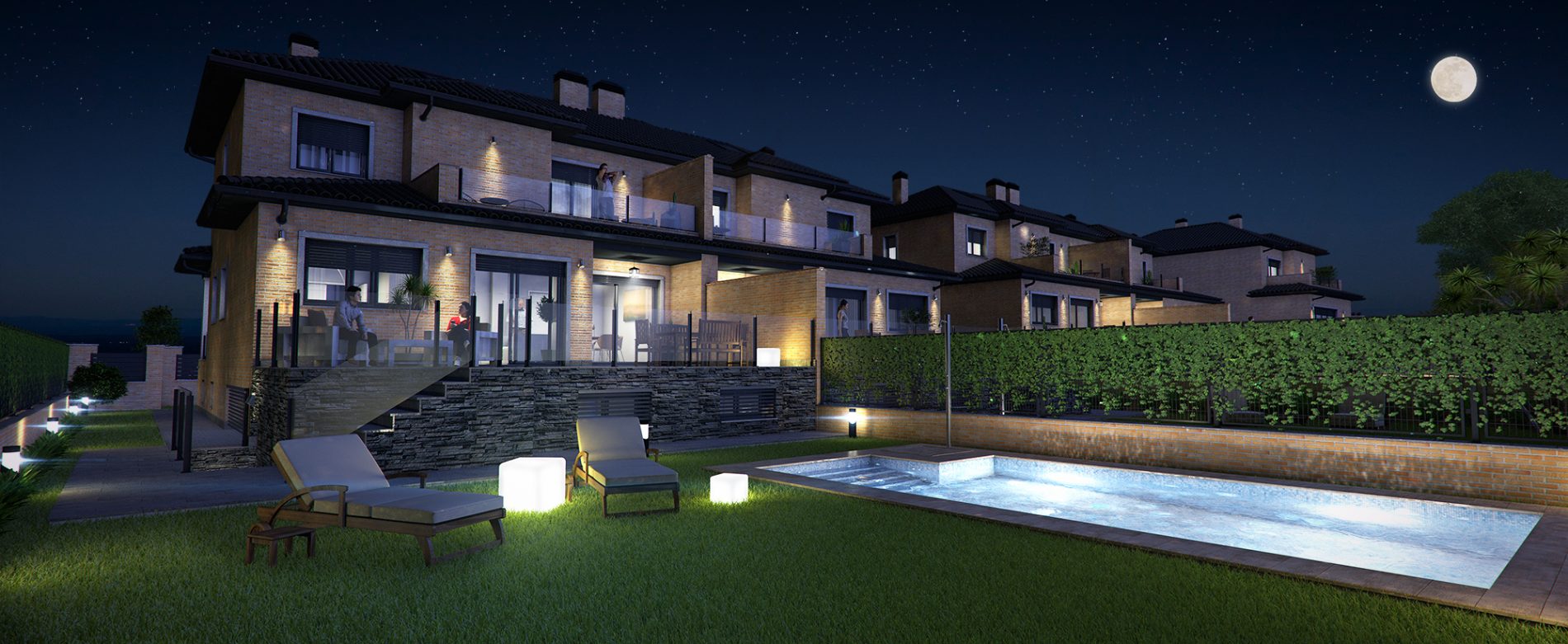 07 - VISTA NOCTURNA TRASERA PAREADO